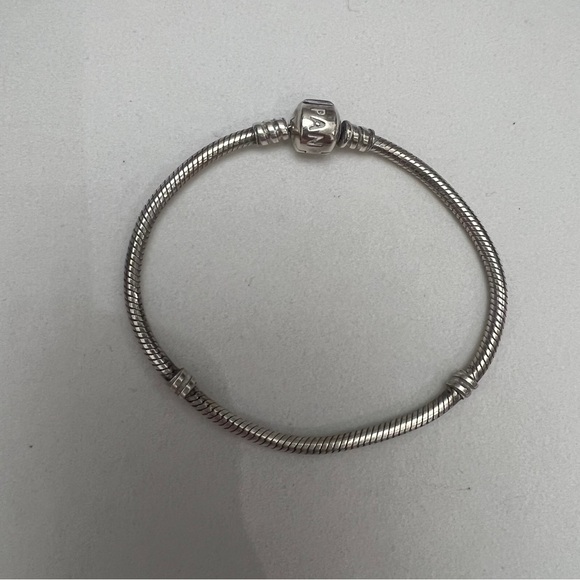 Pandora 925 Silver Charm Bracelet Snake Chain Design 6.5-6.7” - Picture 1 of 16
